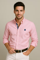 Camisa Hombre Rosa Palo Cinta Lunares