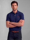 Herren-Poloshirt, blau, Nelkenmuster, umgeschlagener Kragen