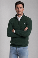 Jersey Verde Kaki Ochos Cuello Cremallera Hombre