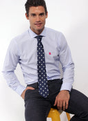 Navy Blue Tie White Logos