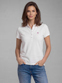 Polo Blanco Classic Logo Rosa Mujer