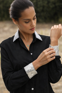 Camisa Negra Viscosa Lentejuelas Mujer