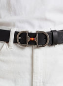 Cinturón Negro Herradura Calada Mujer