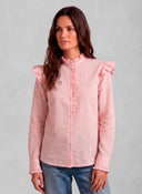 Camisa Vichy Rosa Volantes Mujer
