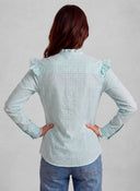 Camisa Vichy Aguamarina Volantes Mujer