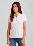 Polo Blanco Classic Logo Rosa Mujer