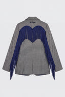 Americana Cuadros Azules/grises y Flecos Mujer