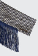 Americana Cuadros Azules/grises y Flecos Mujer