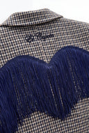 Americana Cuadros Azules/grises y Flecos Mujer