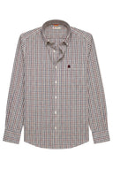 Camisa Beige Bolsillo Cuadro Caza Hombre