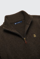 Jersey Marrón Lambswool Cuello Cremallera Hombre
