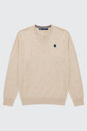 Jersey Cuello Pico Beige Hombre
