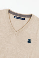Jersey Cuello Pico Beige Hombre