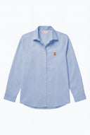 Camisa Azul Oxford España Cuello Italiano Mujer