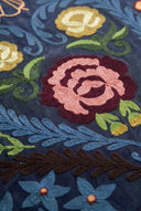 Chaleco Azul Terciopelo Bordado Flores  Mujer