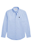 Camisa Azul Oxford Cuello Botón Hombre