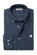 Chemise Homme Bleu Oxford À Pois