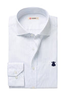 Camisa Blanca Raya Celeste Hombre