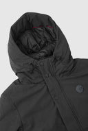 Abrigo Negro Comfort Capucha Hombre