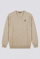 Jersey Cuello Pico Camel Algodón Hombre