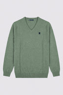 Jersey Cuello Pico Verde Agua Algodón Hombre