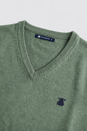 Jersey Cuello Pico Verde Agua Algodón Hombre