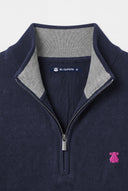 Jersey Azul Marino Cuello Cremallera Hombre