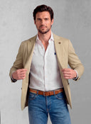 Americana Hombre Beige Algodón
