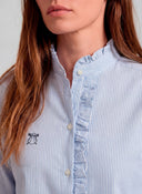 Sersuker Women's Light Blue Striped Shirt