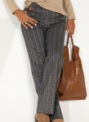 Pantalón Gris Espiga Rayas Mujer