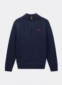 Jersey Azul Lambswool Cuello Cremallera Hombre