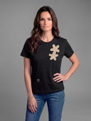 Camiseta Negra Crochet Mujer