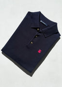 Polo Punto Azul Marino Liso Hombre