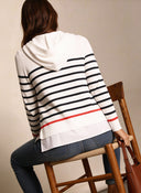 Sudadera Blanca  Rayas Azules Punto Mujer