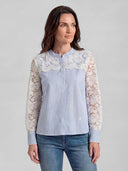 Camisa Rayas Guipur Mujer