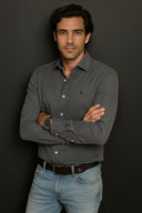 Camisa Gris Tencel Hombre