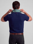 Polo Azul Claveles Reverso Cuello Hombre