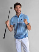 Polo Celeste Rayas Ultraligero Hombre