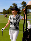 Chaleco Gris Lambswool Cuello Pico Rombos Mujer