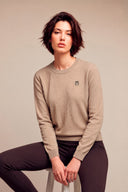 Jersey Camel Fino Cuello Caja Mujer