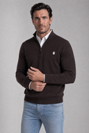 Jersey Marrón Cuello Cremallera Hombre