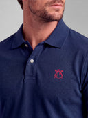 Herren-Poloshirt, blau, Nelkenmuster, umgeschlagener Kragen