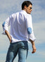 Camisa Blanca Coderas Celeste Hombre