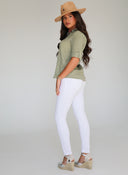 Camisa 100% Lino Verde Kaki Mujer