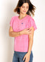 T-shirt Femme Rose Viscose Manches Doubles Volants