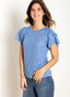 T-shirt Femme Bleu Viscose Double manche Volants