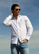 Camisa Popelín Blanca Cuello Italiano Hombre