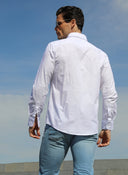 Camisa Popelín Blanca Cuello Italiano Hombre