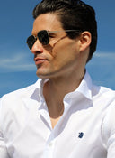 Camisa Popelín Blanca Cuello Italiano Hombre