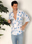 Camisa Blanca Flores Azules Hombre